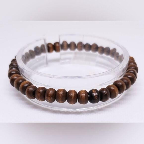 Men's bracelet beaded beads brown new e36 - Picture 1 of 1